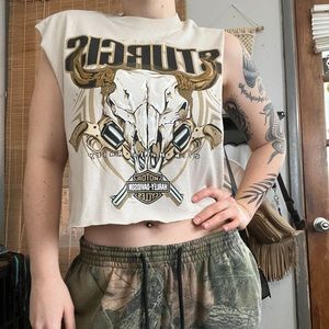 Sturgis Bull Skull Harley Davidson Cut Off Tee Tank